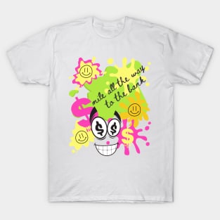 Money Colorful smiling faces  - Yellow Green Pink T-Shirt